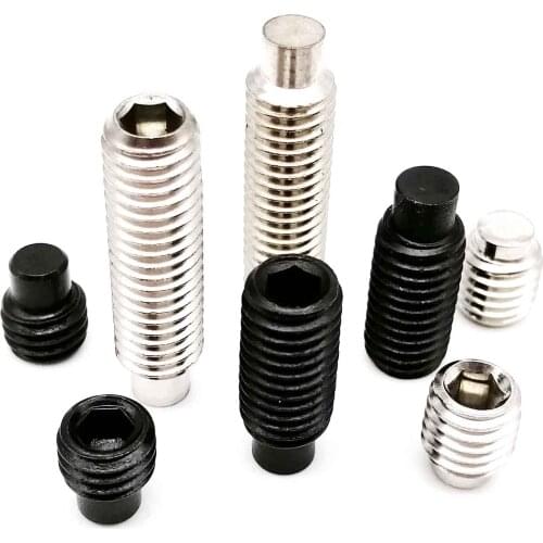 50X M2.5 M3 M4 M5M6 DIN915 304 stainless steel Black grade 12.9 Hex Hexagon Socket Set Screw with Dog Point Grub Convex End Bolt