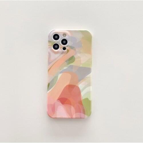 Colorful Oil Paint Geometric Lines Phone Cases for iPhone XS 11 12 Pro MAX XR X 7 8 Plus SE 2020 Soft Silicon Back Cover Coques