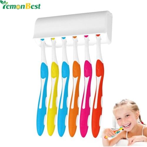 Wall Mount Toothbrush Holder Stand For 6 Toothbrushs With Cover Double-sided Tape Easy Installation Bathroom Set Accessories