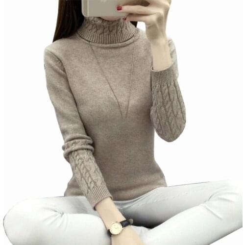 Autumn winter New Fashion Women Turtleneck Wool Sweater Korea Brand Lady Casual Pullover Thicken Warmth Knitted Sweaters QH0634