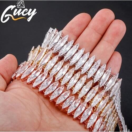 GUCY Fashion 20mm Oval Link Necklace Womens Choker High Quality Cubic Zirconia Hip Hop Jewelry For Gift