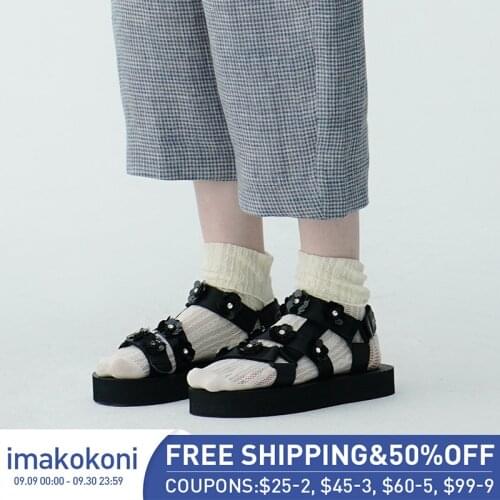 Imakokoni beach sandals female summer Japanese wild black ins thick bottom increased by nearly 3 cm 213256