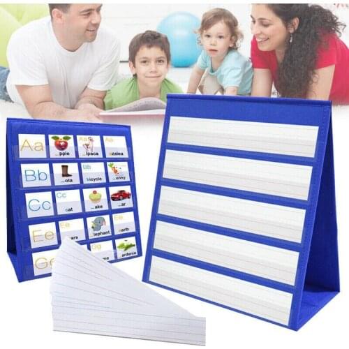 PPYY-Desktop Pocket Chart Double-Sided and Self-Standing Mini Pocket Chart Stand for Individual or Small Group (43X 33cm)