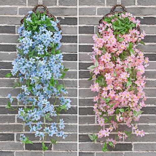 1Pc Simulation Flower Vivid Home Decoration Portable Wall Hanging Basket Artificial Winter Jasmine Living Room Wall Decoration