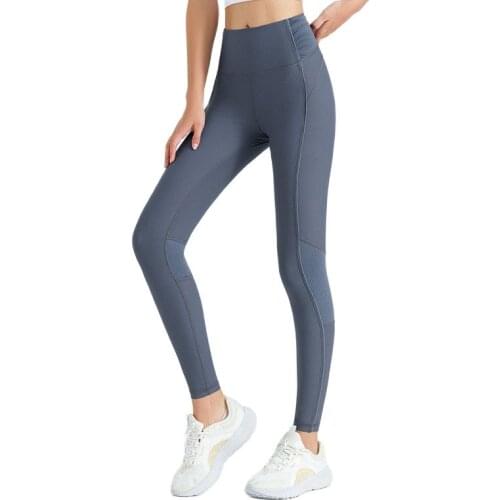 Lycra Mesh Ribbed Yoga Pants Women Quick Dry Training Running Legging Fitness Cycling Tight Sweatpant Sportswear Sports Trousers