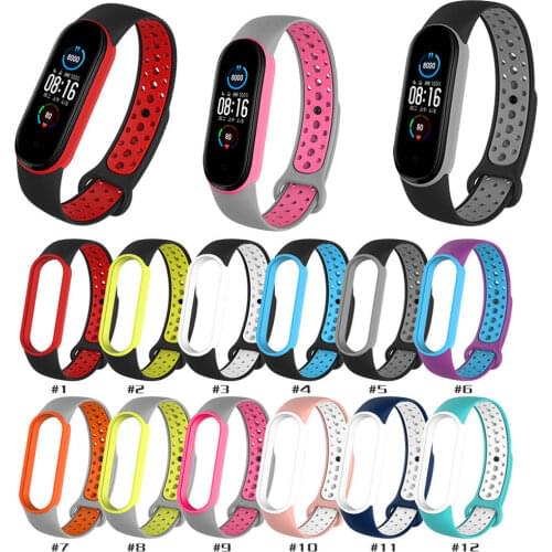 Soft Silicone belt watchband For Xiaomi Mi Band 5 smartwatch strap Sport Double color Bracelet Replacement TPU Fashion wristband