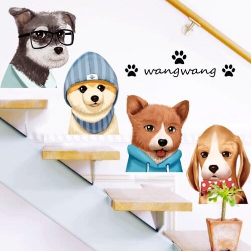 Cartoon Animal Dog Wall Sticker 82*32CM Nursery Classroom Door Poster Kids Room Decoration Self-adhesive House Decoration Art