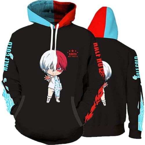 Shoto No Hero My Hero Academia 3D Hoodie Cosplay Costume Men Women Pullover Hoodies School College Style Tops Outerwear Coat Out