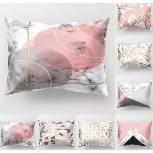 Geometry Print Cushion Cover Silk Satin Smooth Friendly Decorative Couch Throw Pillow Case for Sofa Car Home Decor 50*30cm