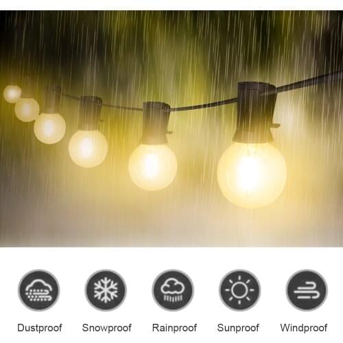 Waterproof 25Ft LED String Lights 25pcs E12 Bulbs Street Garden Indoor Outdoor Decorative String Lighting for Holiday Party