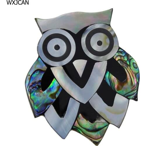 WXJCAN Abalone shell bird brooch owl Novelty vintage brooches lady Nature changing pattern are more charming bijoux 48*40mm CJ01