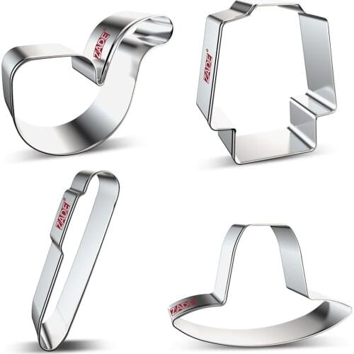 ZADE Fathers Day Cookie Cutters Hat Pipe Biscuit and Fondant Cutter - Stainless Steel