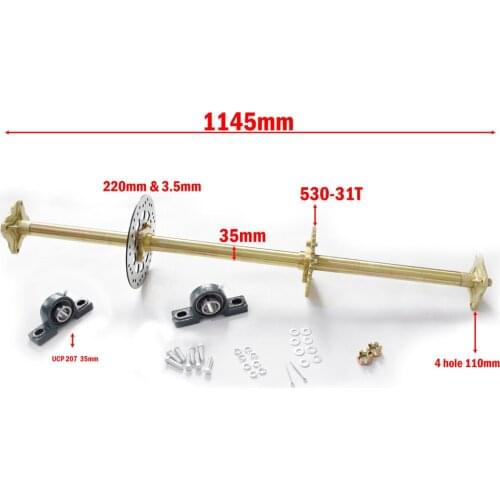 4 Hole 35mm Heavy load and strengthen for ATV Quad Go Karts Rear Axle Complete Assy & Carrier Hub Brake Disc Chain Sporcket