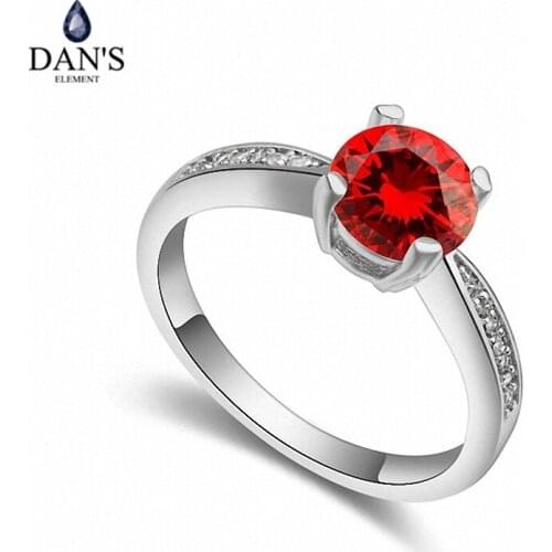 DANS Real Austrian Crystals Brand AAA Zirconia Micro Inlays Fashion Ring for women New Geometric 110230red