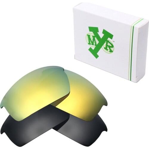 2 Pairs Mryok POLARIZED Replacement Lenses for Oakley Bottlecap Sunglasses Stealth Black & 24K Gold