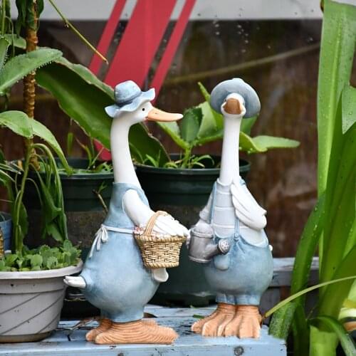 2 Style Resin Duck Ornaments Artificial Duck Garden Sculpture Animal Statue Decoration Simulation Pond Decor Landscape Crafts