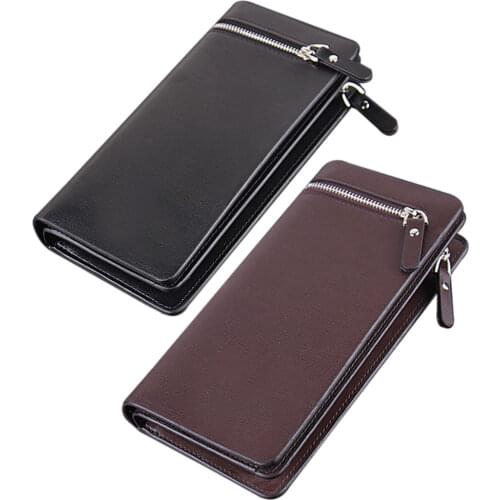 2019 Fashion Men Long Zipper Bag Man Leather Purse Gentleman Tote Bussiness Wallet FA$B Women bag