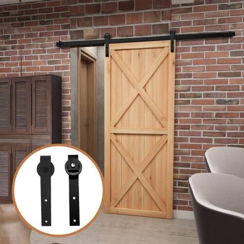 4-9FT Sliding Barn Wooden Door Hardware Hanging Rail Rustic Black Cabinet Ship To Europe
