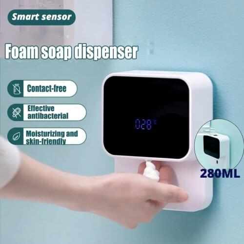 Automatic Soap Dispenser Intelligent LED Temperature Display Kitchen Wall mounted liquid Foam Soap Dispenser bathroom accessory