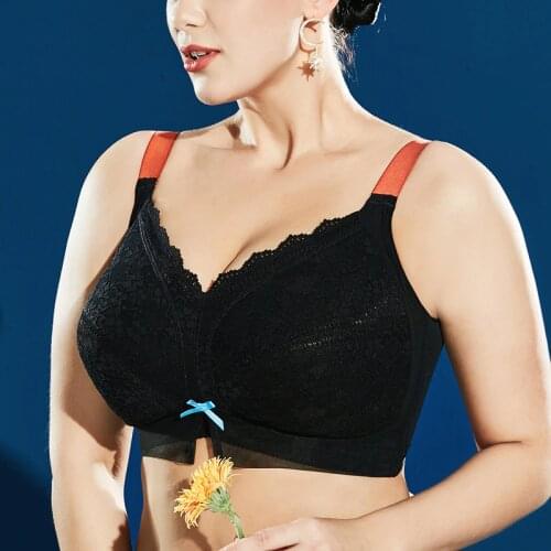 Sexy Lace Embroidery Suppotive Minimizer Bras For Women Full Coverage Non-Padded Wire-Free Underwear Big Breast Large Lingeire H