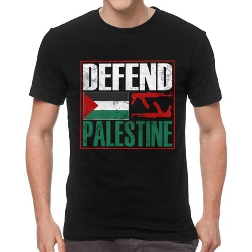 Defend Palestine T-shirt Men Fashion T Shirt Short Sleeve Proud Palestinian Arabs Flag Tshirt Cotton Tees Top Clothing