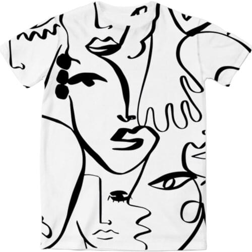 REAL American US SIZE Art Faces Custom made Sublimation Print Mens clothing Top T-Shirt