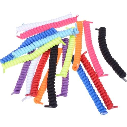 Hot Sale 1Pair Curly Elastic Shoelaces No Tie Trainer Kids Shoe Laces Colours for Childs and Adults Best in Sports Flat Shoelace