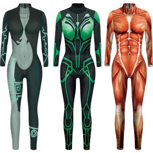 VIP FASHION Attack On Titan Hero Bodybuilding Simulated muscle Cosplay Costume Top Women Funny Costume Bodysuit Power Suit
