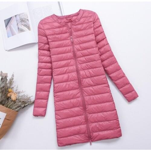 New Autumn Winter Causal Women White Duck Down Jacket Female Ultra Light Round Collar Down Coat X-large Long Warm Portable Parka
