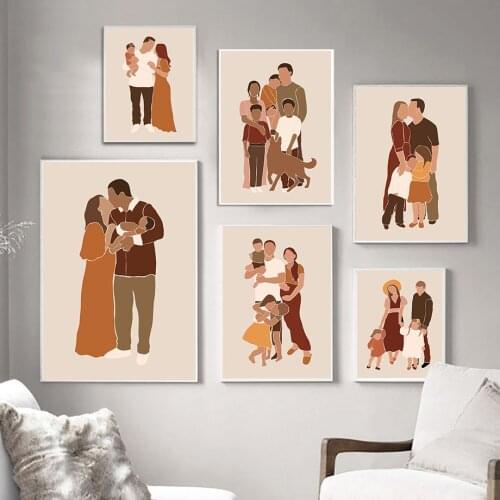 Father Mother Baby Girl Boy Family Minimalist Wall Art Canvas Painting Nordic Posters And Prints Wall Pictures Kids Room Decor