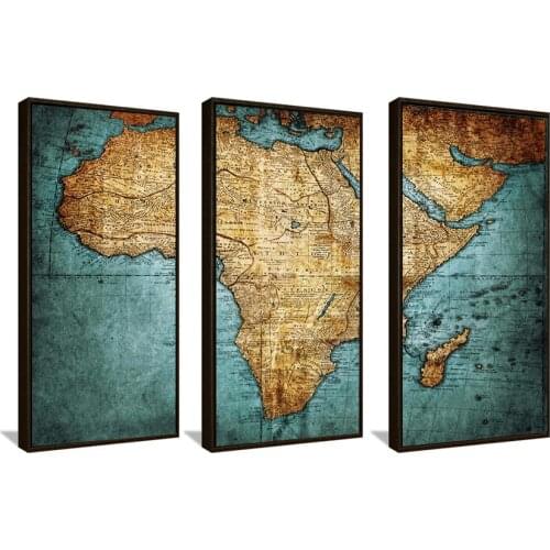 The world map module paints posters and canvases on the printed Scandinavian Cuadros wall art painting living room A037