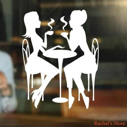 DIY Coffee Shop Sticker Dining Room Kitchen Mug Cup Vinyl Wall For Window CAFE Decor Coffee Friends Silhouette