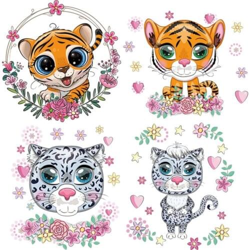 Tiger Patches Iron On Clothes Heat Transfer Striped Iron On Stickers Iron On Clothes Hot Press Appliques For T-shirts