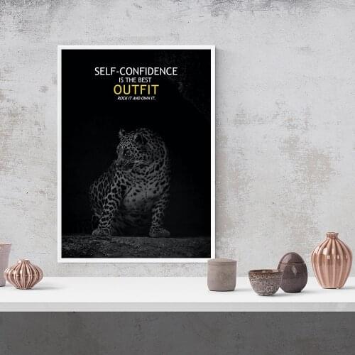 Wall Art Canvas Painting Leopard Picture Print Home Decor Self-confidence Poster Cuadros For Living Room Modular No Framework