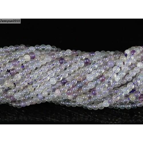 Natural Purple Fluorite Ag-ate Gems Stones 3mm Round Spacer Loose Beads 15'Strand for Jewelry Making Crafts 5 Strands/Pack