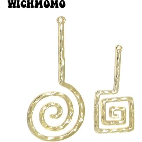 New 2pieces/bag High Quality Zinc Alloy Gold Round Square Lollipop Shape Charms Pendant for Earring Necklace Jewelry Accessories