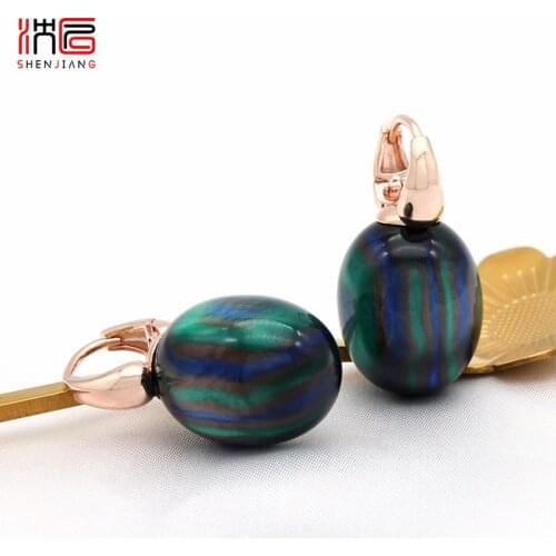 SHENJIANG New Arrivals Egg Shape Oval Acrylic Colorful Beads Dangle Earrings For Women Wedding Party Elegant Fashion Jewelry