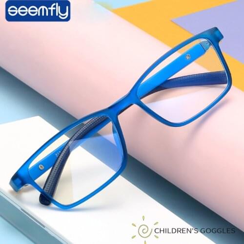 Seemfly Square Kids Glasses Frame Baby anti-blue Ray Eyeglass Vintage Ultra-light Eyewear Boy Girl Computer Optical Lens Glasses