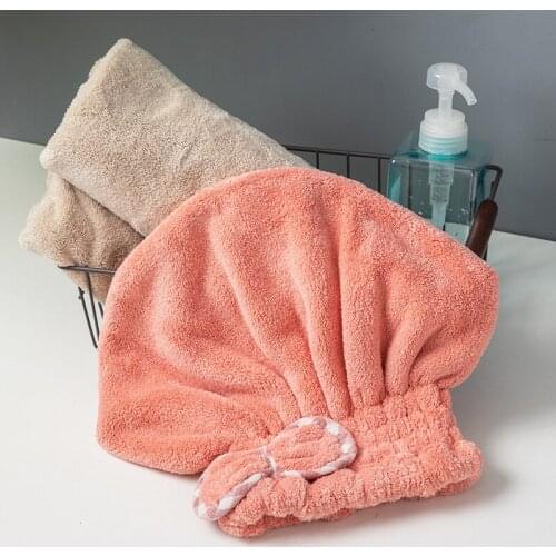 Solid Bow bath hair towel coraline microfiber drying quick towel dry shower cap for lady women man Turban Head Wrap towel