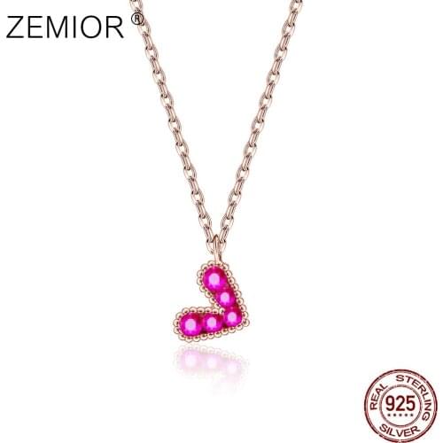 ZEMIOR Necklaces For Women S925 Sterling Silver Heart Shaped Popular Party Brithday Fine Jewelry Valentine Day Gift Hot Sale