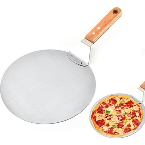 10-inch Cake Lifter Paddle Baking Tray For Kitchen Stainless Steel Pizza Shovel With Long Wooden Handle Pastry Tools Accessories