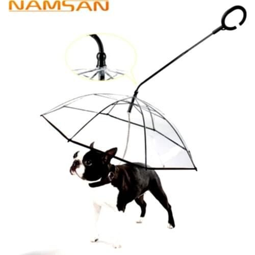 Transparent pet umbrella dog C umbrella pet supplies adjustable rain walking dog leash dog umbrella cute umbrella