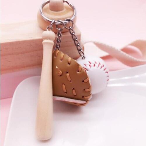 Softball Baseball Keychain Ball Key Ring Baseball Gloves Wooden Bat Bag Pendant Party Favor LX7370