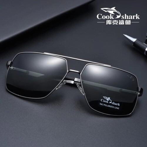 Cook shark new sunglasses mens color-changing sunglasses polarized driving glasses hipster day and night glasses