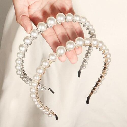 Modern Simple Faux Pearl Hair Band Individuality Suitable Girls Daily Wear Hair Accessories Bride Wedding Retro Headwear BN