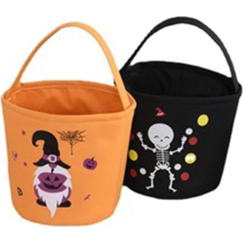 Halloween Loot Party Kids Pumpkin Trick Or Treat Tote Bags Candy Bag Halloween Candy Storage Bucket Portable Gift Basket