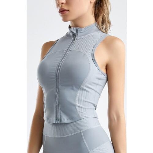2021 new style vest sports top women zipper sleeveless yoga workout clothes tops for women yoga top