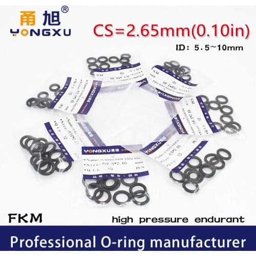 10PCS/lot Black FKM Fluorine Rubber O-rings Seals CS2.65mm ID5.5/7.1/7.5/8/8.5/9/9.5/10*2.65mm O Ring Seal Gasket Sealing Washer