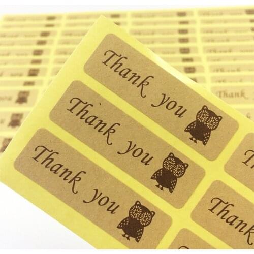 120 Pcs/lot Thank You Sticker Vintage Owl Kraft Label Sticker DIY For Gift Cake Baking Sealing Scrapbooking Labels Stickers