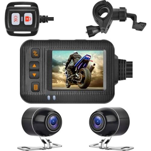 Waterproof HD 1080p Motorcycle Dash Cam Front + Rear Camera 2 inch Display Motorbike Parking Monitoring Video Recorder DVR Syste